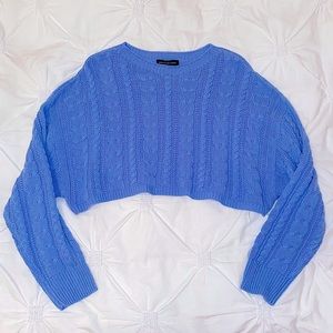 Blue Cropped Knit Sweater